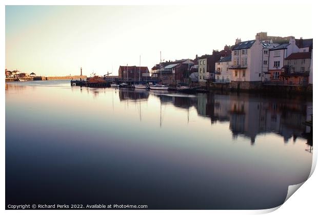 Whitby in Reflection Print by Richard Perks