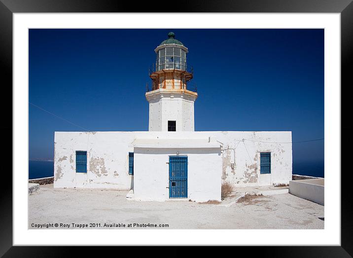 Greek lighthouse Framed Mounted Print by Rory Trappe