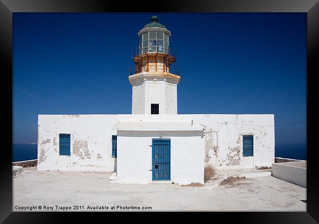 Greek lighthouse Framed Print by Rory Trappe