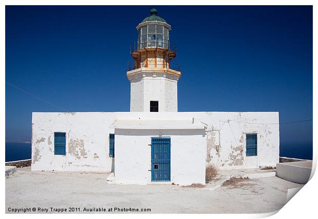 Greek lighthouse Print by Rory Trappe