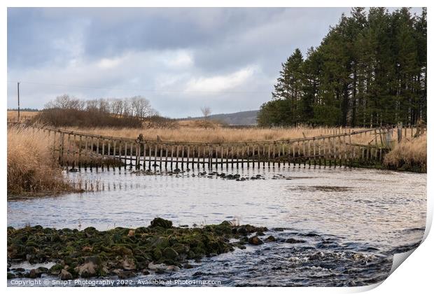 A watergate hanging across the Carsphairn Lane River at the Water of Deugh Print by SnapT Photography