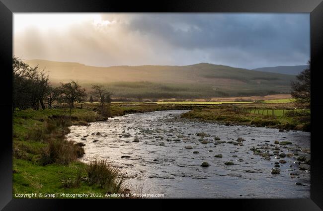 The Water of Deugh near Carsphairn at sunset in winter Framed Print by SnapT Photography