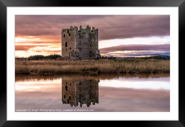 Winter sunset over Threave Castle, reflecting on the River Dee, Scotland Framed Mounted Print by SnapT Photography