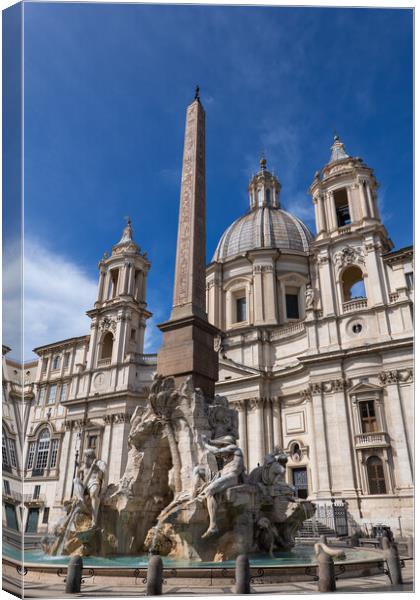 Fiumi Fountain and Sant Agnese in Agone in Rome Canvas Print by Artur Bogacki