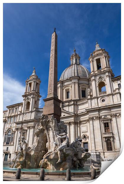 Fiumi Fountain and Sant Agnese in Agone in Rome Print by Artur Bogacki