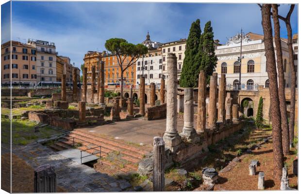 Largo di Torre Argentina Square in Rome Canvas Print by Artur Bogacki