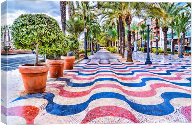Alicante Wavy Paving Canvas Print by Valerie Paterson