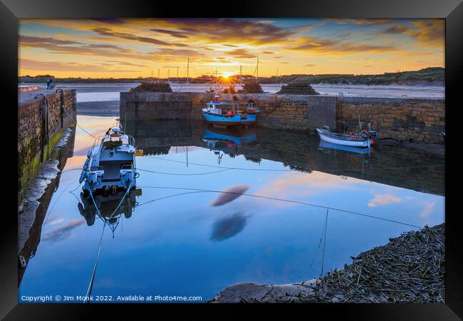 Sunset at Beadnell Harbour Framed Print by Jim Monk