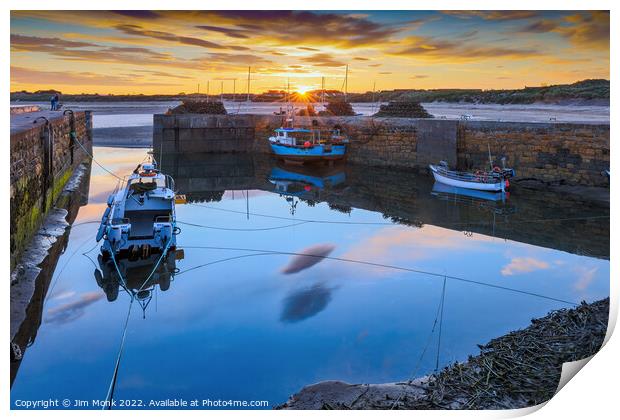 Sunset at Beadnell Harbour Print by Jim Monk