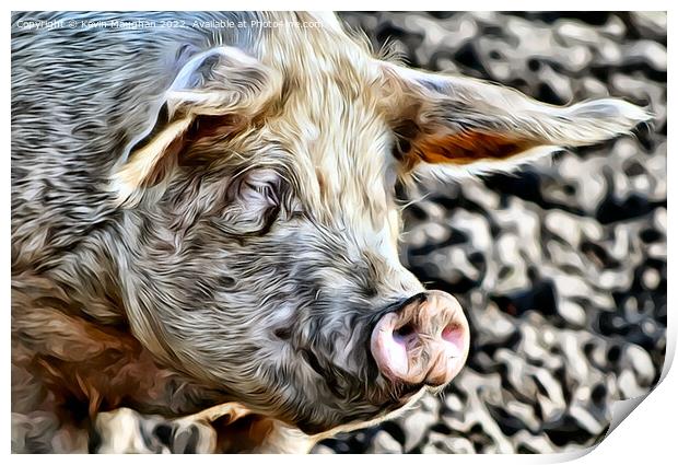 A Close Up Of A Pig (Digital Art Version) Print by Kevin Maughan