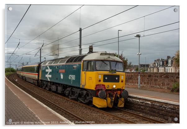 Preserved Vintage Diesel Train Passes Through Scot Acrylic by Rodney Hutchinson
