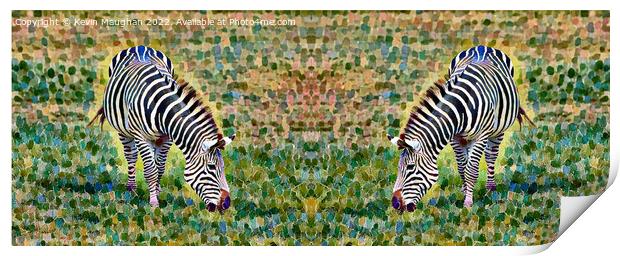 Zebras (Digital Art Version) Print by Kevin Maughan