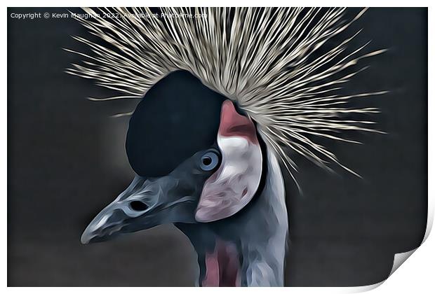 Black Crowned Crane (Digital Art Version) Print by Kevin Maughan