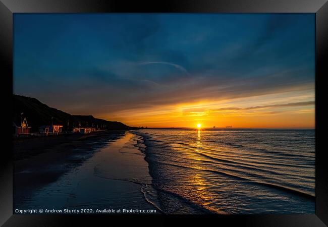 Sunset at Saltburn Framed Print by Andrew  Sturdy