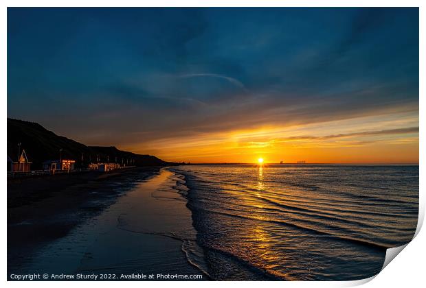 Sunset at Saltburn Print by Andrew  Sturdy