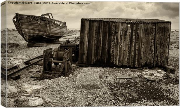 Boat and Winch, Dungeness Canvas Print by Dave Turner