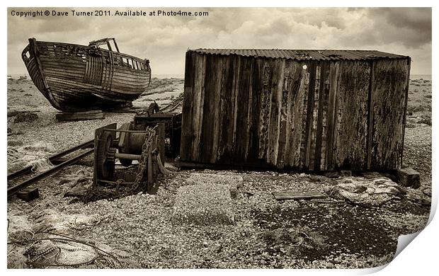Boat and Winch, Dungeness Print by Dave Turner