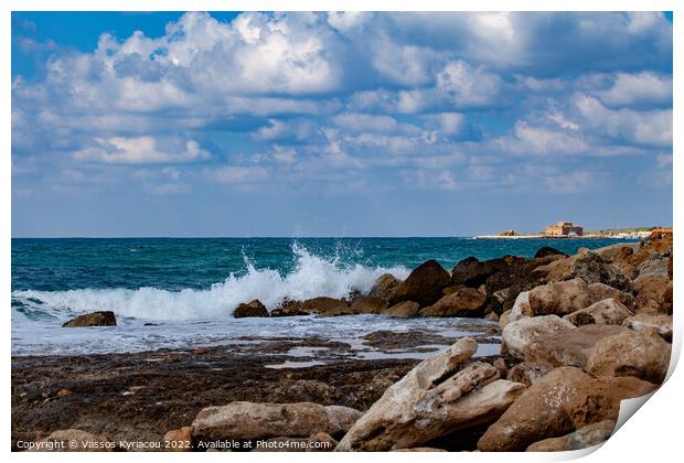 Coastline of Paphos Cyprus Print by Vassos Kyriacou
