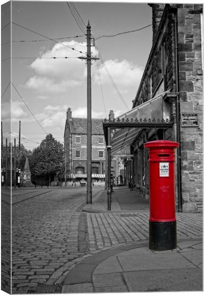 Vintage Red Post Box in Historic Street Canvas Print by Rob Cole
