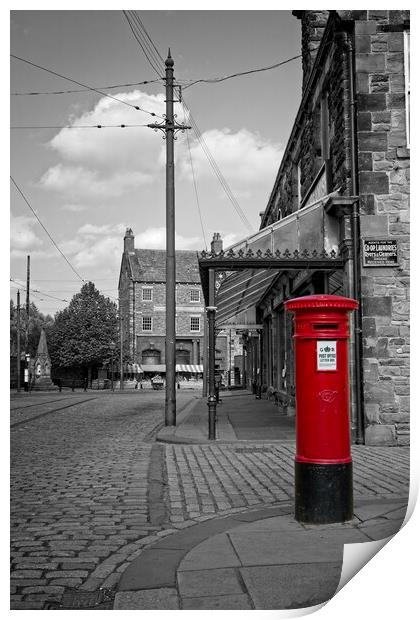 Vintage Red Post Box in Historic Street Print by Rob Cole