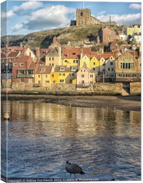 Old Whitby buildings  Canvas Print by Rodney Hutchinson