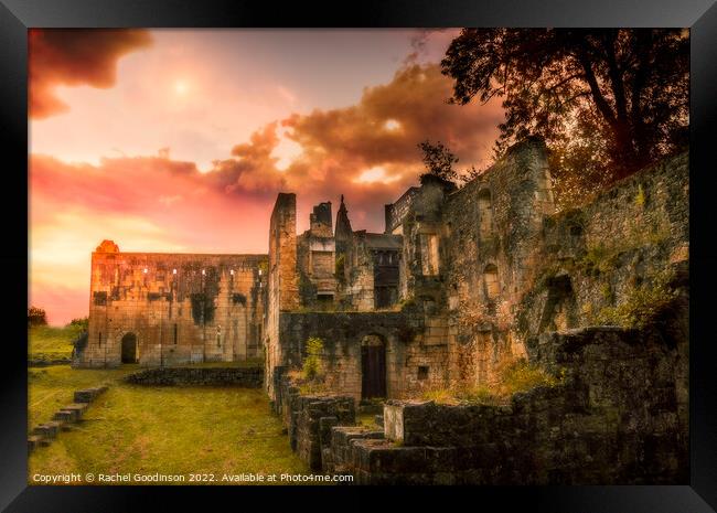 Sunset over the ruins of Boschaud Abbey, France Framed Print by Rachel Goodinson