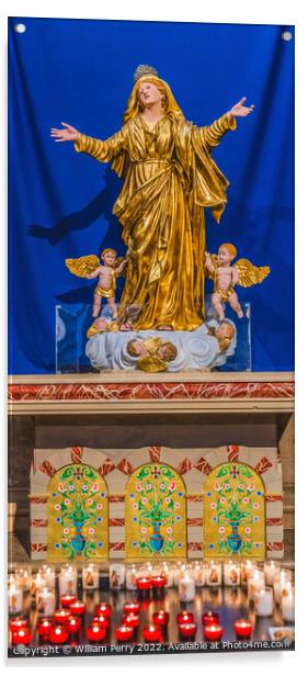 Mary Assumption Statue Cathedral Saint Mary Mejor Basilica Marse Acrylic by William Perry