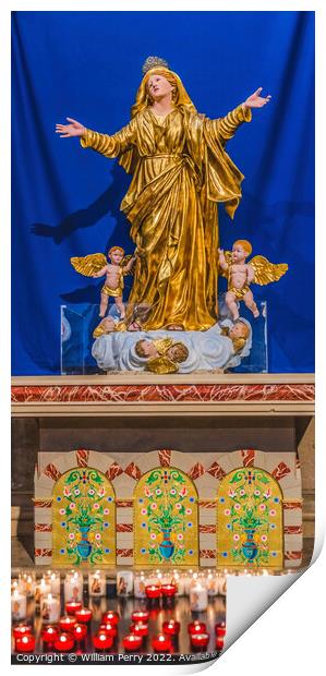 Mary Assumption Statue Cathedral Saint Mary Mejor Basilica Marse Print by William Perry