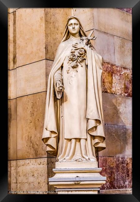 Virgin Mary Statue Cathedral Saint Mary Mejor Basilica Marseille Framed Print by William Perry