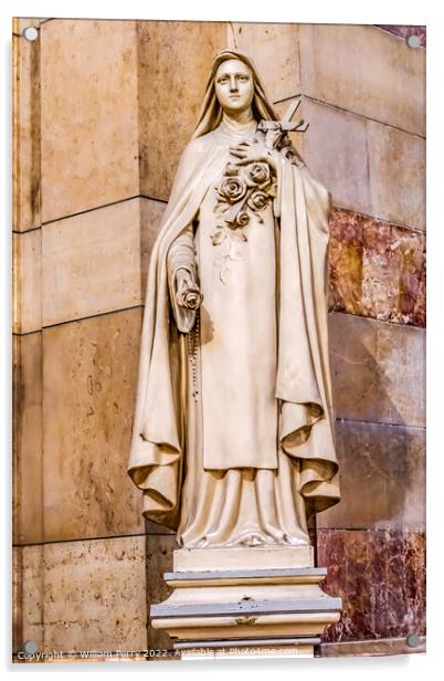 Virgin Mary Statue Cathedral Saint Mary Mejor Basilica Marseille Acrylic by William Perry