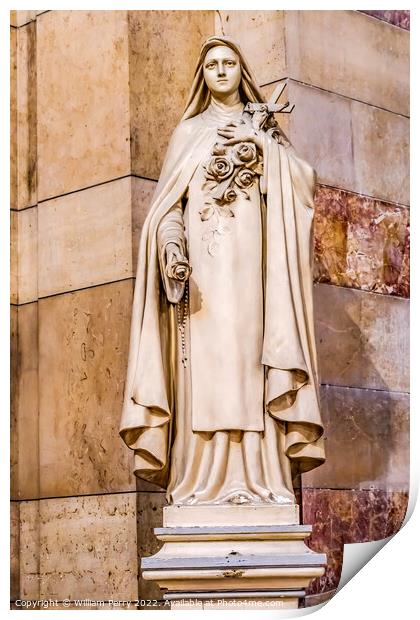 Virgin Mary Statue Cathedral Saint Mary Mejor Basilica Marseille Print by William Perry