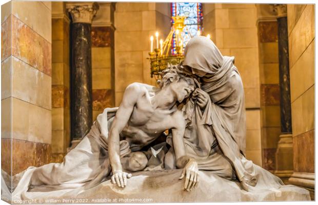 Mary Pieta Statue Cathedral Marseille France Canvas Print by William Perry