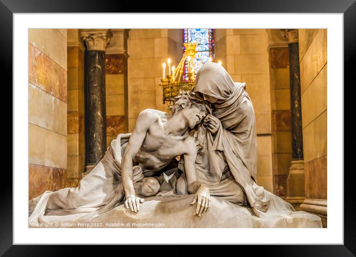 Mary Pieta Statue Cathedral Marseille France Framed Mounted Print by William Perry