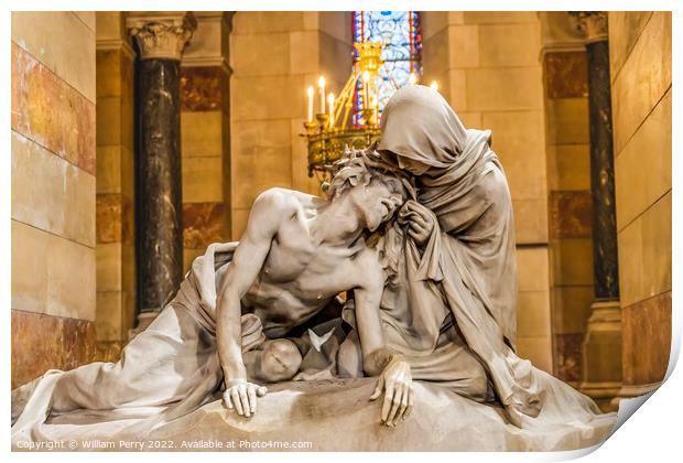 Mary Pieta Statue Cathedral Marseille France Print by William Perry