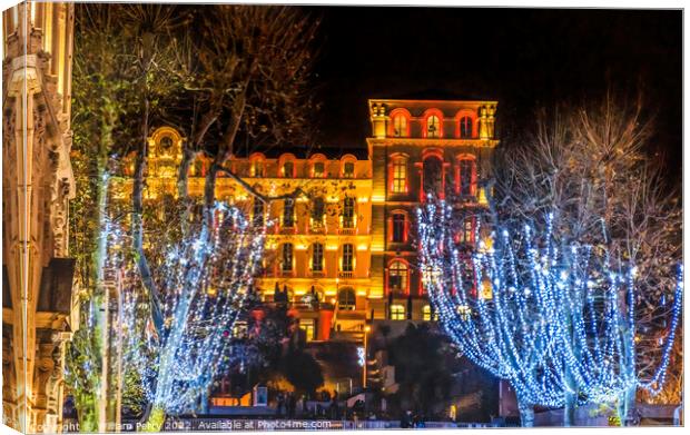 Christmas Tree Decorations Street Shops Stores Marseille France Canvas Print by William Perry