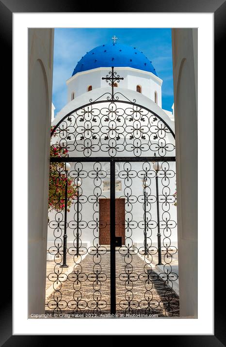 Santorini Church Gates Framed Mounted Print by Craig Yates