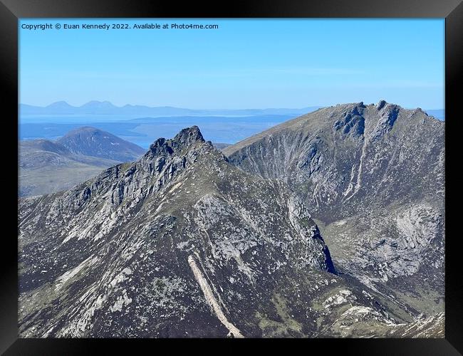 Cir Mhor and Caisteal Abhail, Isle of Arran with views North West to Jura Framed Print by Euan Kennedy