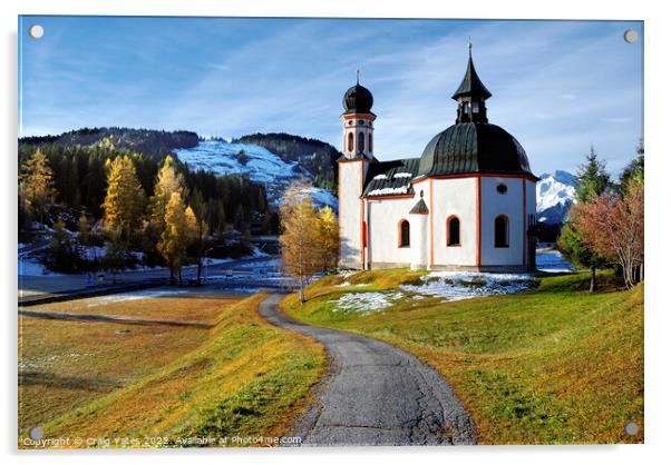 Seekirchl church Seefeld in Tirol  Austria Acrylic by Craig Yates