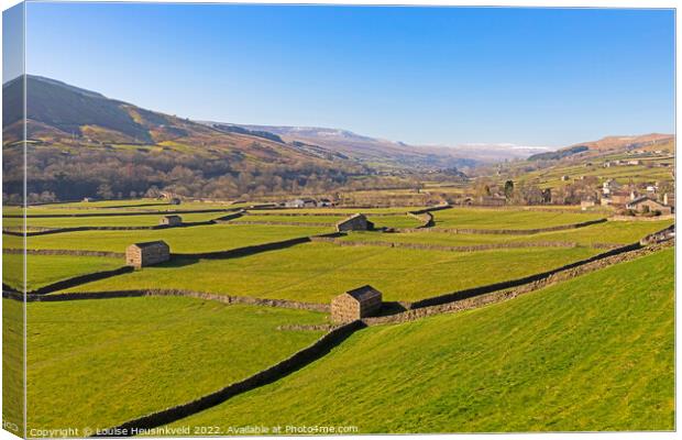Iconic stone barns and dry stone walls of Swaledale Canvas Print by Louise Heusinkveld