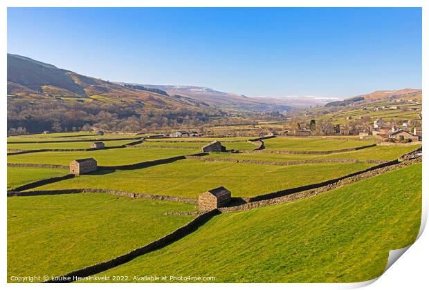 Iconic stone barns and dry stone walls of Swaledale Print by Louise Heusinkveld