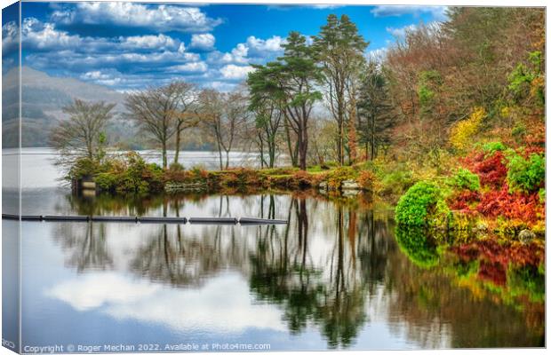 Autumn's Tranquil Reflection Canvas Print by Roger Mechan
