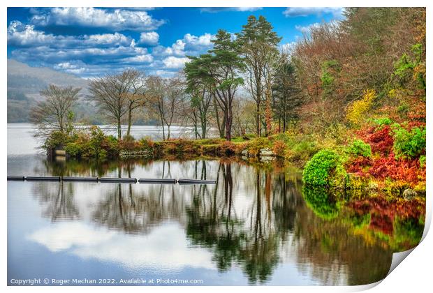 Autumn's Tranquil Reflection Print by Roger Mechan