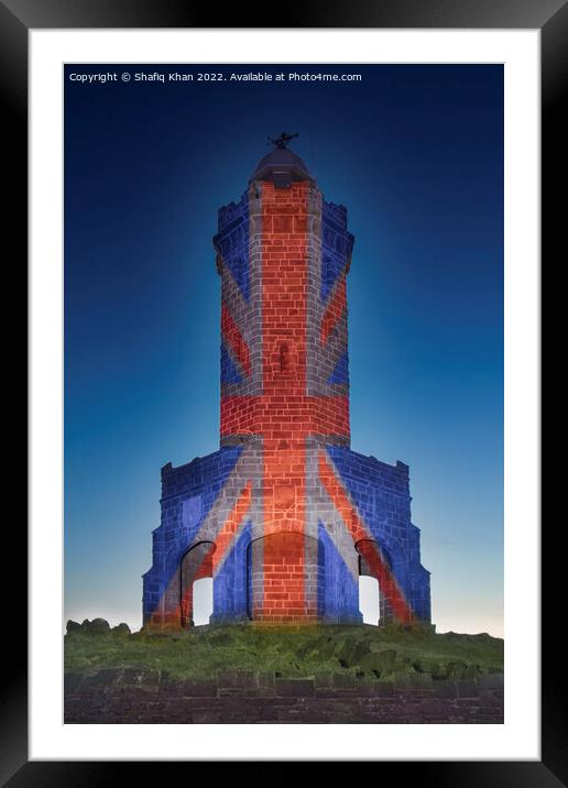 Darwen/Jubilee Tower, Lancashire - Light Painted with the Union Jack Framed Mounted Print by Shafiq Khan