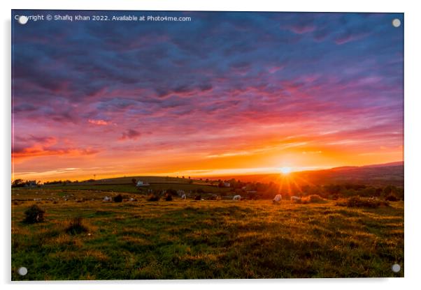 Countryside Sunset from Mellor, Blackburn, Lancashire Acrylic by Shafiq Khan