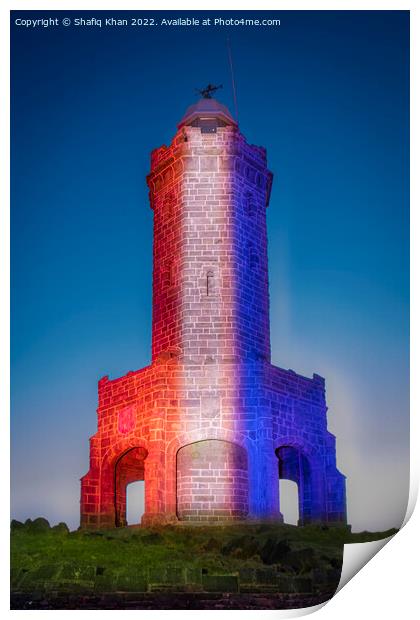 Darwen/Jubilee Tower, Lancashire - Light Painted to Celebrate the Platinum Jubilee Print by Shafiq Khan