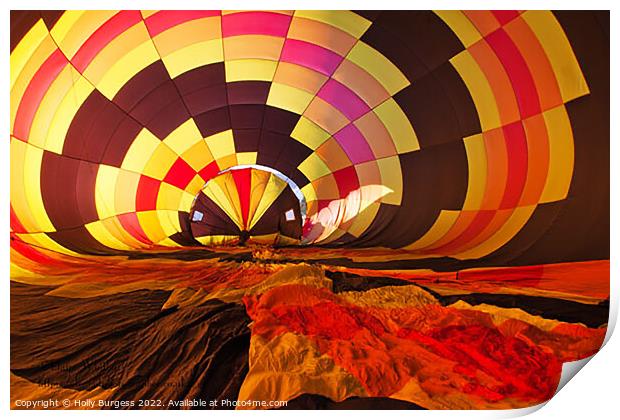 Inside a hot air balloon  ready to take of  Print by Holly Burgess