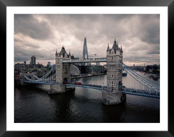 Tower Bridge London against dramatic sky Framed Mounted Print by Erik Lattwein