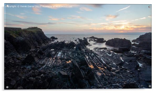 Hartland Quay Sunset, Devon Acrylic by Derek Daniel