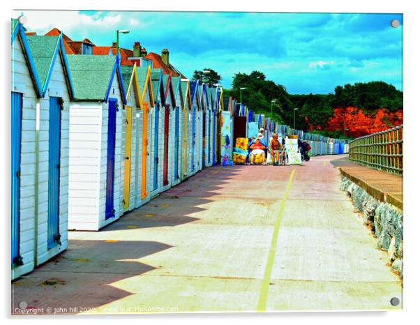 Beach huts, Preston beach, Paignton. Acrylic by john hill