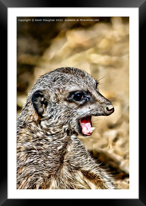 The Meerkat (Digital Art Version) Framed Mounted Print by Kevin Maughan
